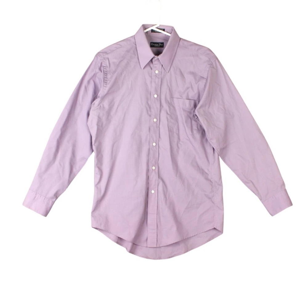 Christian Dior Monsieur Button Up Shirt Made in USA Long Sleeve Purple 15 32-33